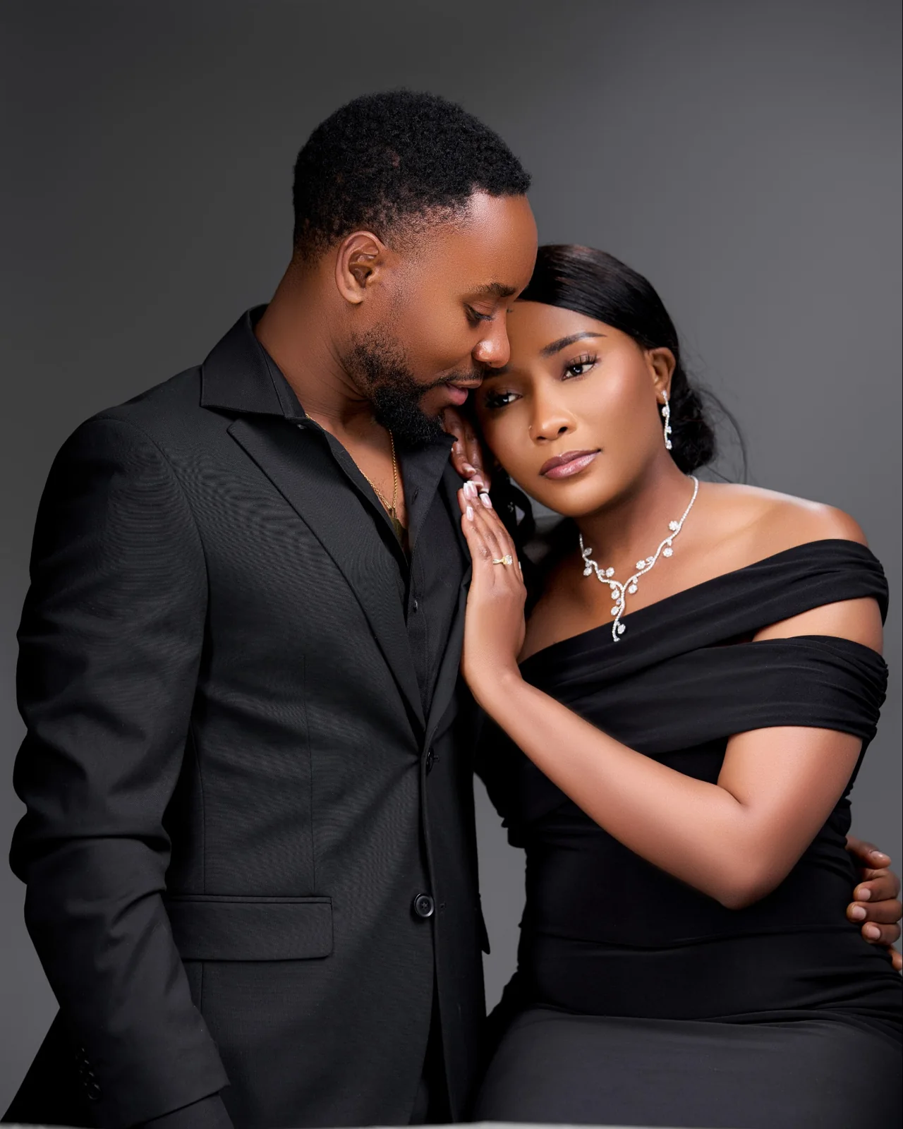 Elegant studio portrait of a couple